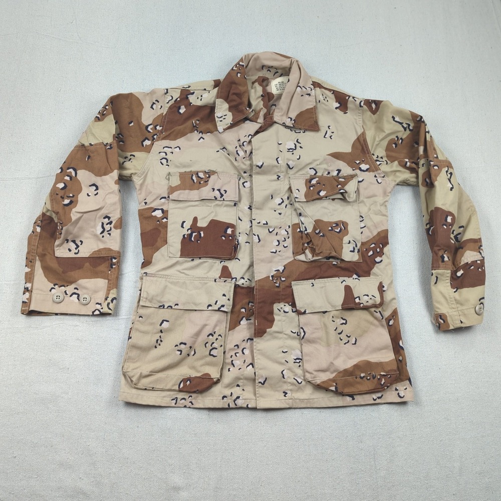Vintage Military Jacket Men Small Camo BDU Combat Coat Chocolate Chip Desert 80s